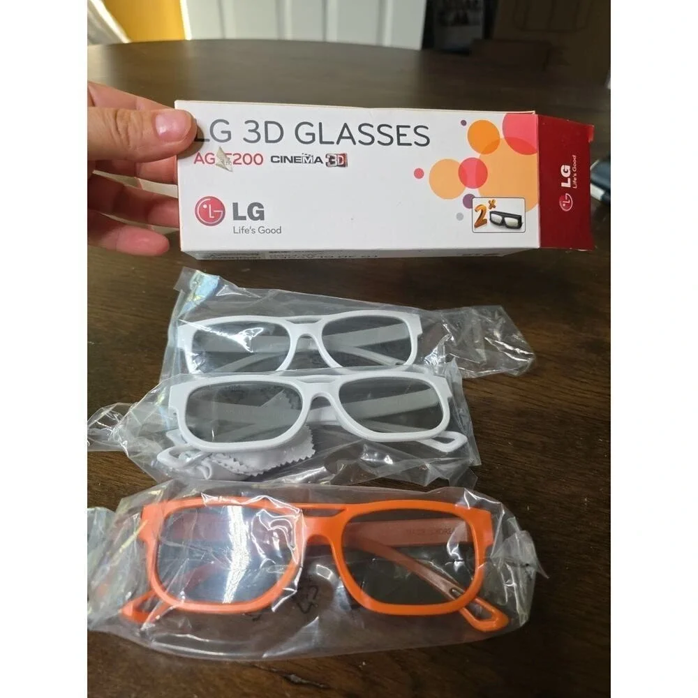 LG AG-F210 Cinema 3D Glasses‎ Black lot of 3 New White Orange